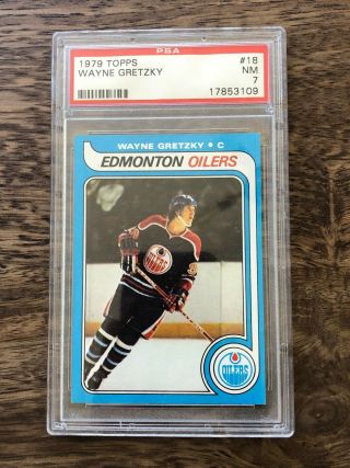 Wayne Gretzky 1979 - 80 Topps 18 Rc Rookie Card Hof Psa 7 Nm Edmonton Oilers