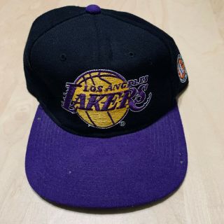 Vintage Black Los Angeles Lakers Snapback Hat Cap La Starter Nba 100 Wool