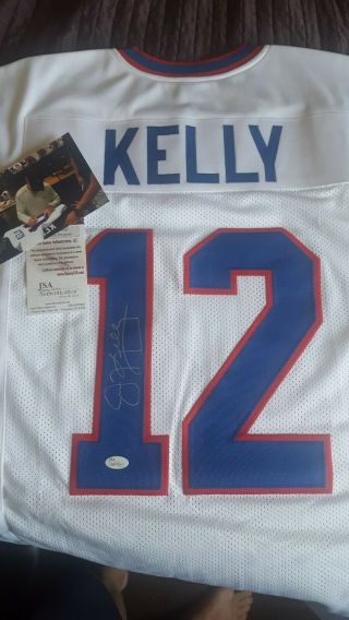 Jim Kelly Signed Auto Buffalo Bills White Jersey Jsa Autographed