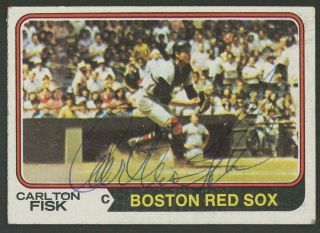1974 Topps Carlton Fisk Signed Card 105 (red Sox - Autograph) Hof