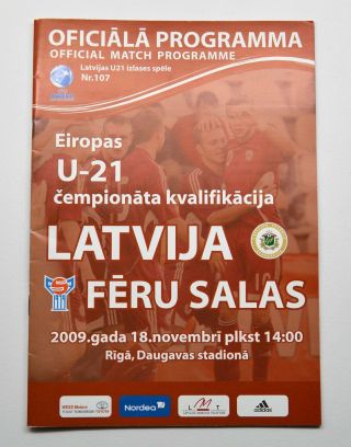 2009 European U21 Qualifiers Latvia Vs Faroe Islands Football Programme