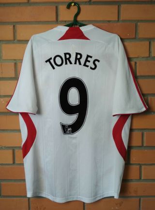 Liverpool Away Football Shirt 2007 - 2008 9 Torres Size S Jersey Soccer Adidas