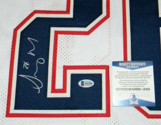 SONY MICHEL SIGNED AUTOGRAPHED ENGLAND PATRIOTS 26 WHITE JERSEY BECKETT 2