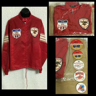 Vtg 70s Miss Budweiser Swingster Racing Team Jacket Hydroplane Boat M,  5 Button