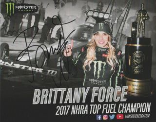 2018 Brittany Force Signed Monster Top Fuel Nhra Postcard