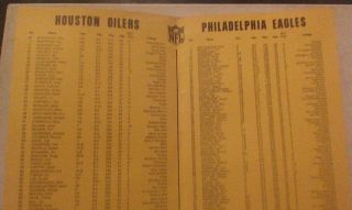 Signed Dan Pastorini 1978 Oilers vs Eagles 4 - page Team Media program 3