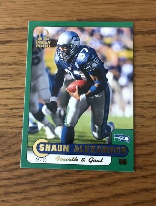 2000 Pacific Omega Shaun Alexander Fourth And Goal 9/10 Seattle Seahawks Rookie
