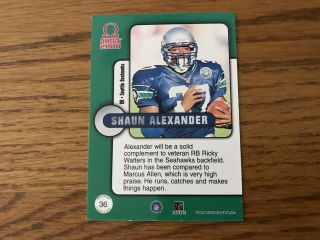 2000 Pacific Omega SHAUN ALEXANDER Fourth And Goal 9/10 Seattle Seahawks Rookie 3