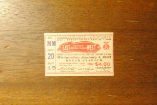 1947 East West Shrine All Star Football Game Ticket Stub