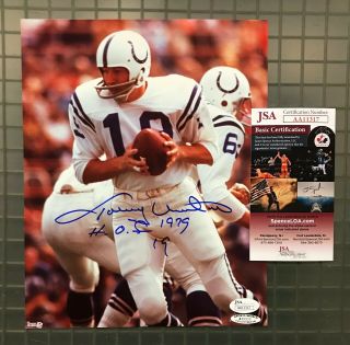 Johnny Unitas " Hof 1979 " Signed 8x10 Photo Autographed Auto Jsa Colts
