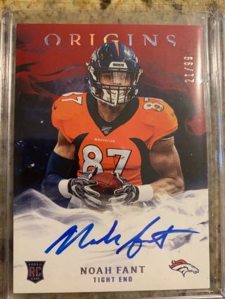 2019 Origins Noah Fant On Card Auto Rookie ’d /99 Broncos