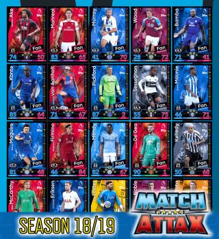 Match Attax 18 19 2018/19 Full Set Of 20 Fans Favourites Faves