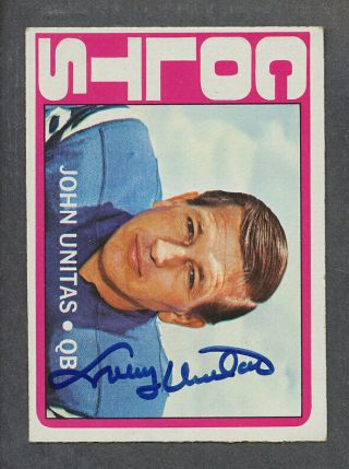 1972 Topps 165 Johnny Unitas Jsa Certified Authentic Signed Auto Cc01025