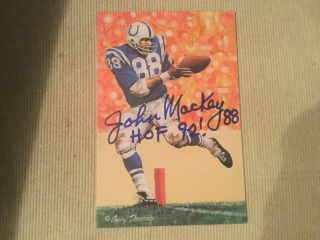 John Mackey 1992 Goal Line Art Card Autographed Colts Nfl Hof Series 4