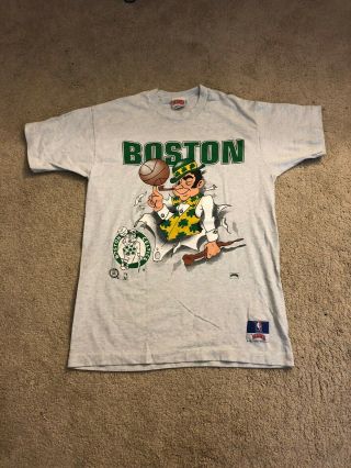 Vintage Retro Boston Celtics Lucky The Leprechaun T - Shirt (l)
