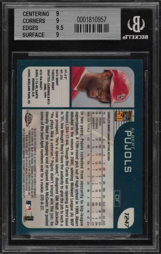 2001 Topps Chrome Traded Albert Pujols ROOKIE RC T247 BGS 9 (PWCC) 2