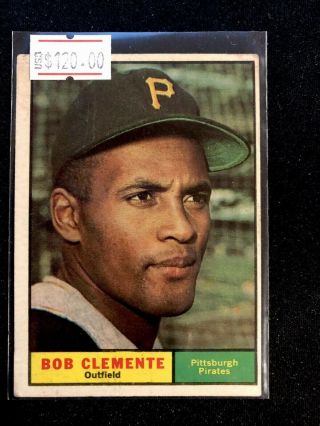 1961 Topps Roberto Clemente Pittsburgh Pirates 388 Baseball Card No Crease