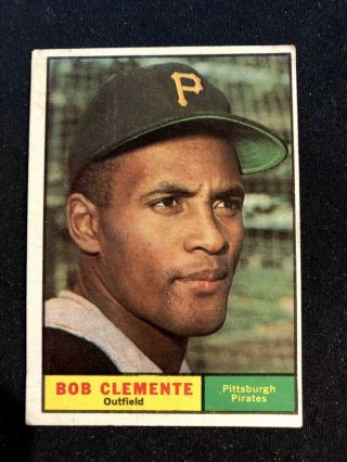 1961 Topps Roberto Clemente Pittsburgh Pirates 388 Baseball Card No Crease 3