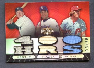 2007 Topps Triple Threads Mickey Mantle Mike Piazza Schmidt Multi Jersey /36