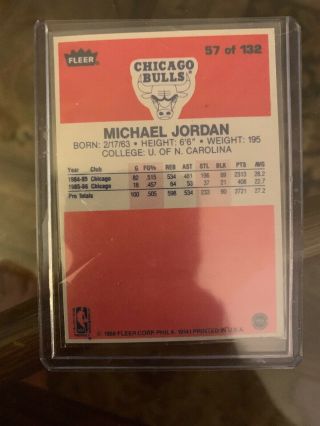 1986 - 1987 Fleer Michael Jordan Chicago Bulls 57 Basketball Card 2