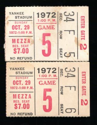 2 October 29,  1972 York Giants Vs Washington Redskins Ticket Stubs 23 - 16 Was