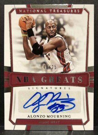 Alonzo Mourning 2018 - 19 National Treasures Nba Greats Signatures Auto Sp 08/25
