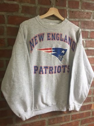 Vintage 90s England Patriots Crewneck Sweatshirt Size Xl Made In Usa Logo 7