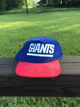 Vintage Nfl Starline York Giants Red Blue Corduroy Snapback Hat Cap
