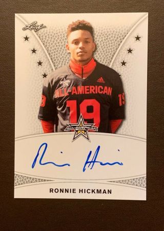 Ronnie Hickman Ohio State Buckeyes 2019 Leaf All - American Tour Autograph Rc