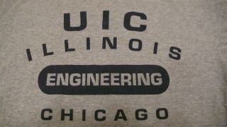 Uic University Of Illinois Chicago Engineering Xl Gray T - Shirt Made In Usa