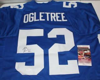 Alec Olgetree Autographed Signed York Giants Blue Jersey 1 Jsa