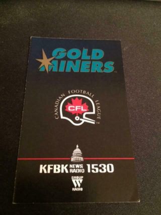 1993 Sacramento Gold Miners Cfl Canadian Football Pocket Schedule Kfbk Verson