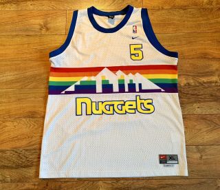 Juwan Howard Denver Nuggets Rainbow Nike Swingman Jersey White Sewn 5 Sz.  Xl