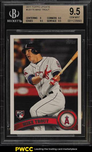 2011 Topps Update Mike Trout Rookie Rc Us175 Bgs 9.  5 Gem (pwcc)