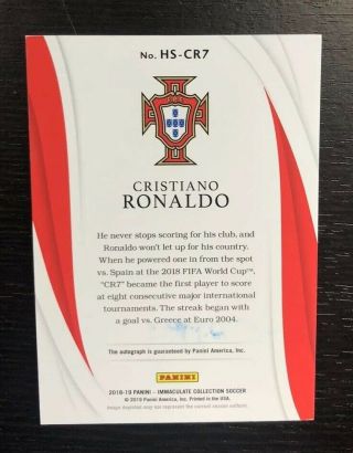 5/10 Cristiano Ronaldo 2018 - 19 Immaculate Historical Significance Auto Autograph 2