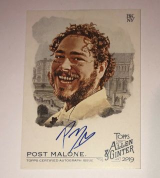 2019 Topps Allen & Ginter Post Malone Auto Autograph Full Size Card Rapper Sp