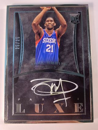 Joel Embiid 14/15 Panini Luxe Metal Rookie Rc Auto Autograph 25/25 1/1