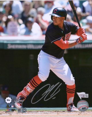 Francisco Lindor Cleveland Indians Signed 8 " X 10 " Swinging Photo - Topps