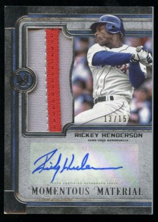 Rickey Henderson Red Sox 2019 Topps Museum Mom Materials Jumbo Patch Auto 13/15