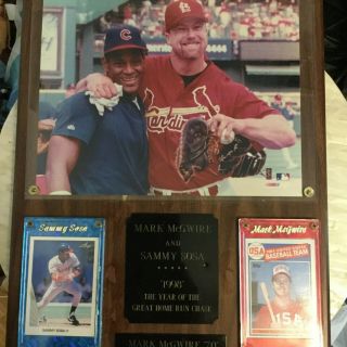Mark McGwire & Sammy Sosa Home Run Chase Photo Plaque w/ Rookie Cards 2