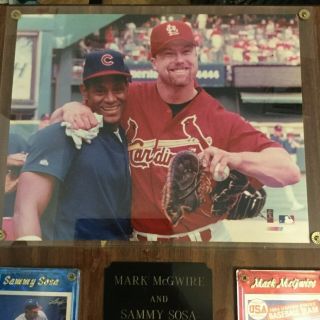Mark McGwire & Sammy Sosa Home Run Chase Photo Plaque w/ Rookie Cards 3