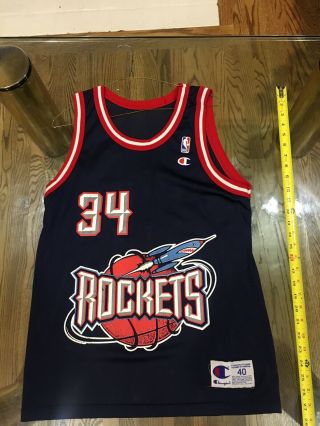 Hakeem Olajuwon Houston Rockets Champion Basketball Jersey Size 40 Vintage