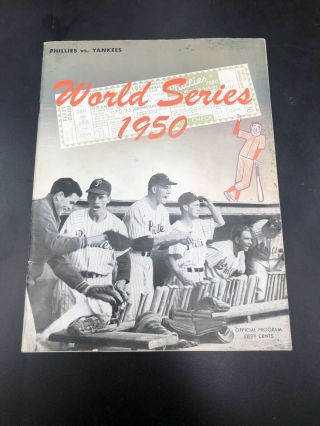 1950 World Series Program Phillies York Yankees Team Signed By Both - Scarce