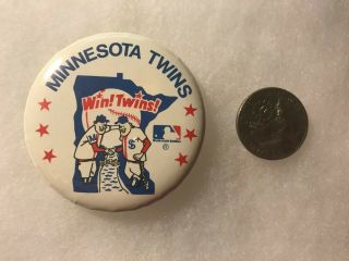 Vintage Minnesota Twins Minnie & Paul Win Twins Button Pinback Pin 2.  25 "