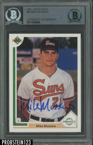 1991 Upper Deck Mike Mussina Rc Rookie Signed Auto Bgs Bas Authentic