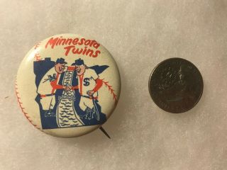 Vintage Minnesota Twins Minnie & Paul Pinback Pin 1 3/4 "