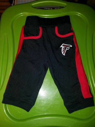 Atlanta Falcons Baby Pants Infant Size 0 - 3 Months Black Red Logo On Hip Nfl