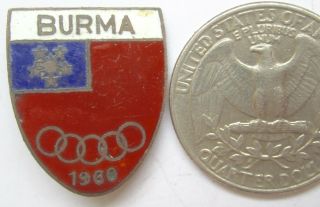 Old Olympic Pin Rome Roma Italy 1960 Burma Noc Brass Enamel