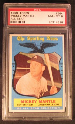 1959 Topps Mickey Mantle All Star 564 Psa 8