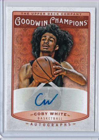 2019 - 20 Ud Upper Deck Goodwin Champions Coby White Auto Rc Rookie Card Bulls Sp